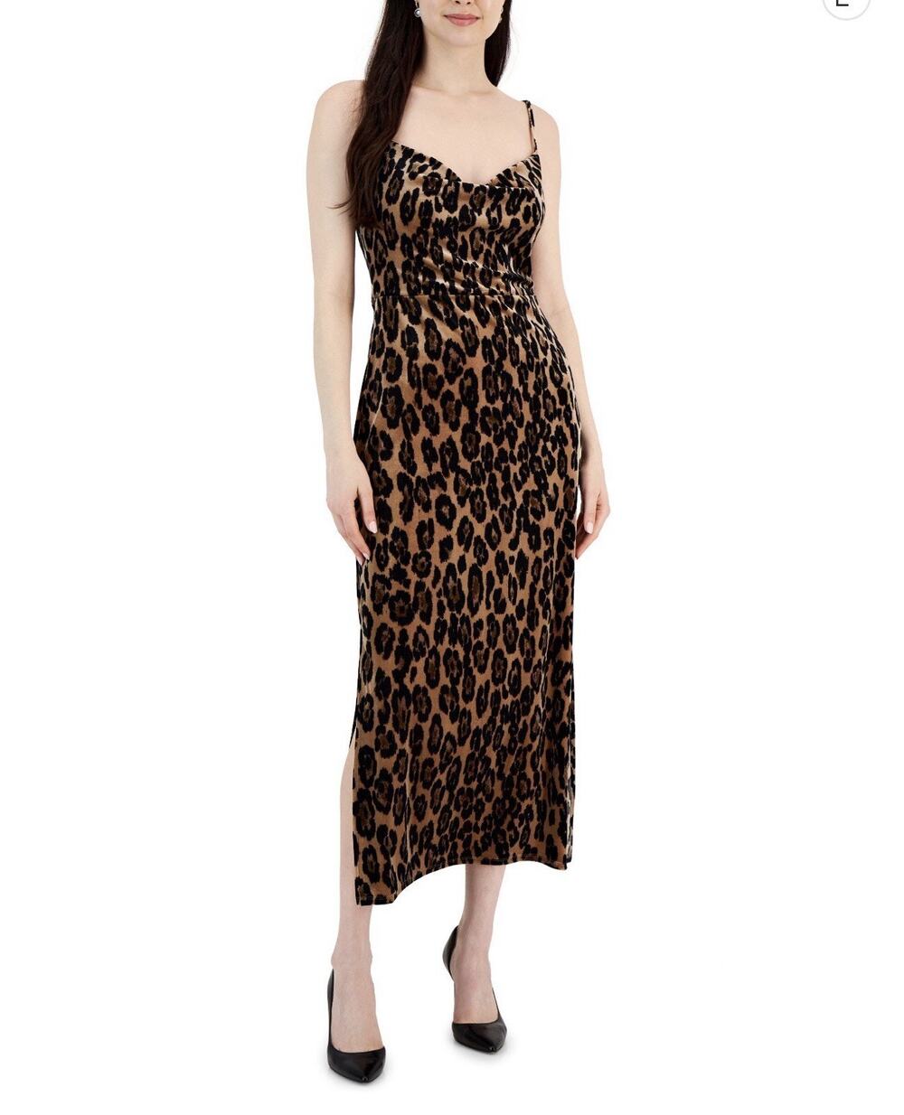 Taylor Cheetah Print Dress Size 2 NEW NWT Long Animal Print Velvet Sheath Party